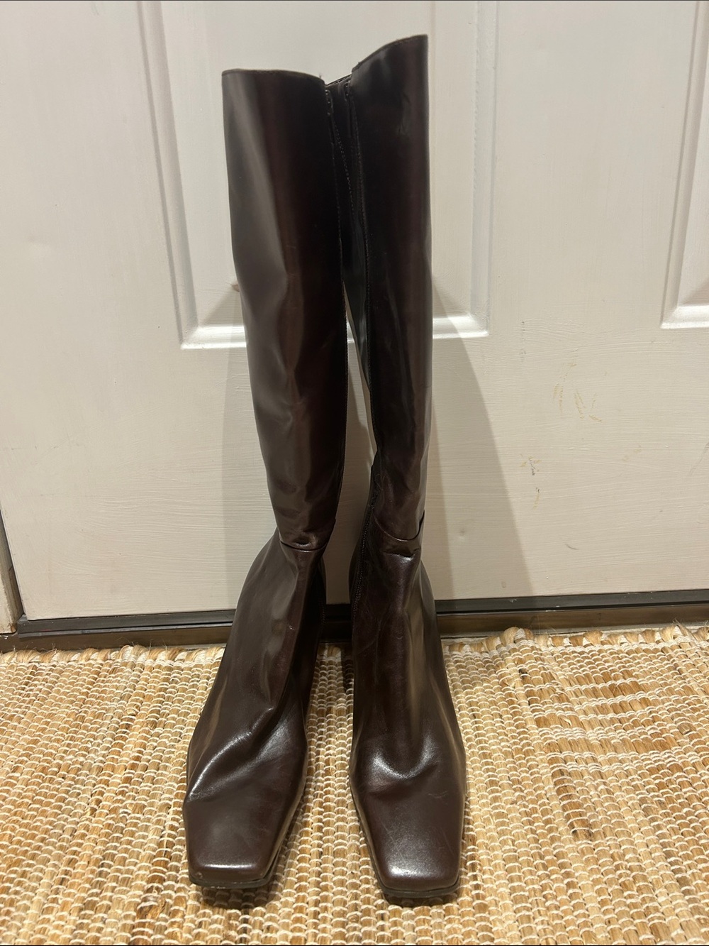 NWOT ANTONIO MELANI s8 dk brown leather boots-comfy square toe-sturdy 2.75” heel - Picture 6 of 7
